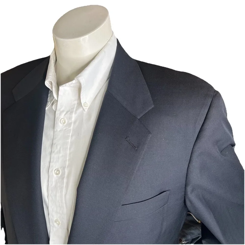 Vintage HICKEY FREEMAN Bespoke  Men’s 44L Blazer Wool Gold Button Sport Coat